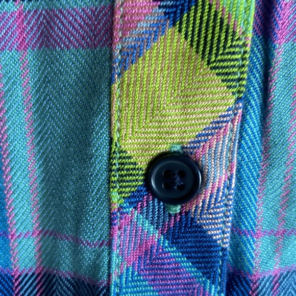 Rails NWT Hunter Lime Berry 100% Rayon Button down Long Sleeve Plaid Blouse med - Picture 10 of 15